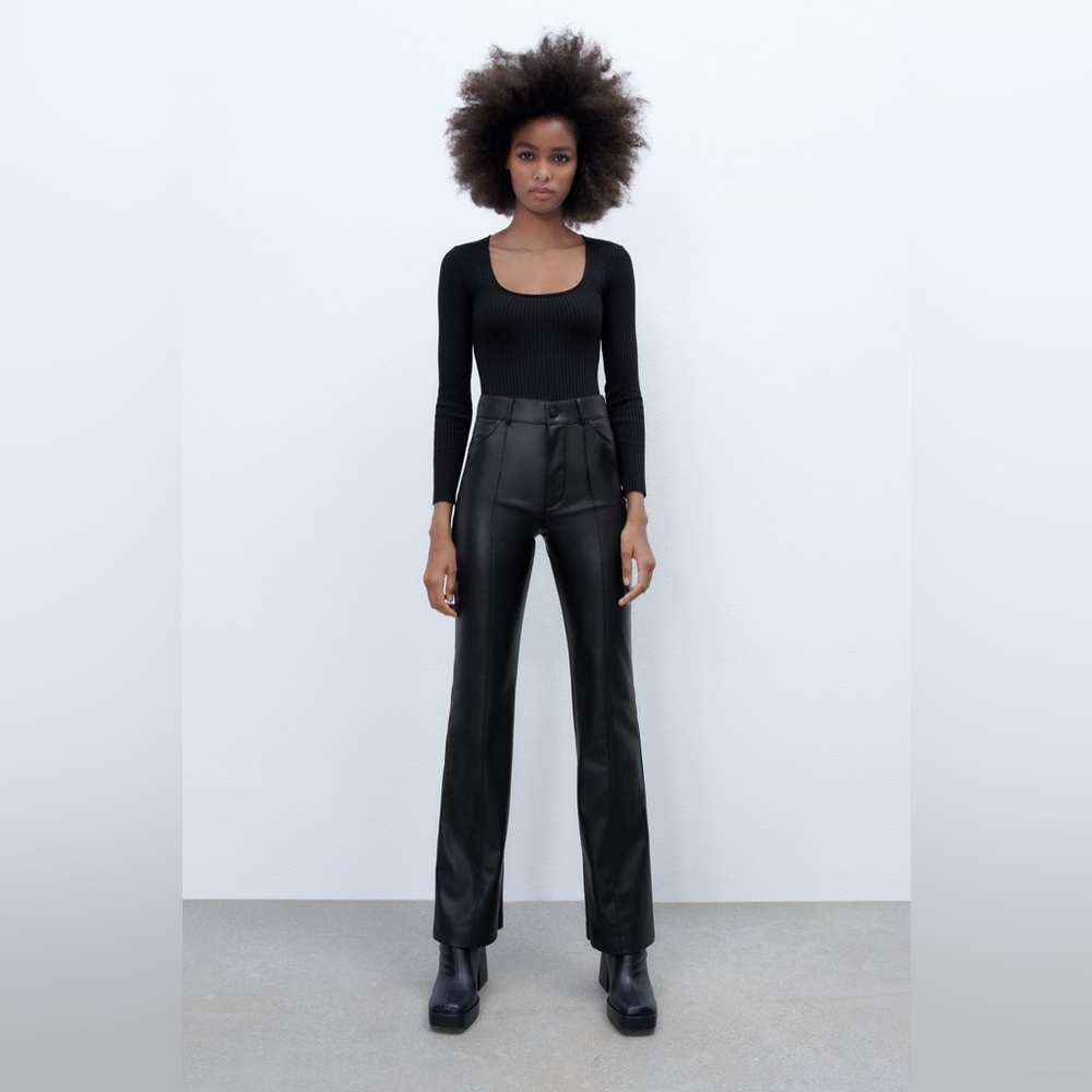 Zara Faux Flare Leather Pants